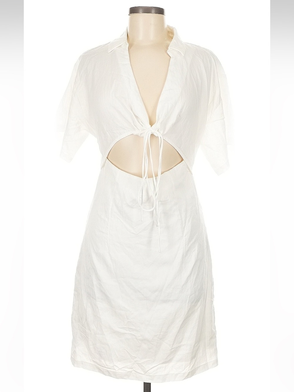 Vero Moda White Cut Out Tie Waist Mini Dress Size M